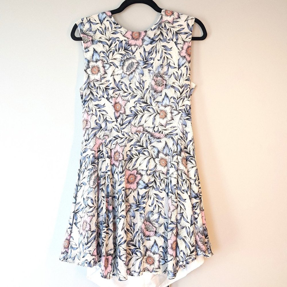 H&M Fit and Flare Floral Dress w Asymmetric Skirt